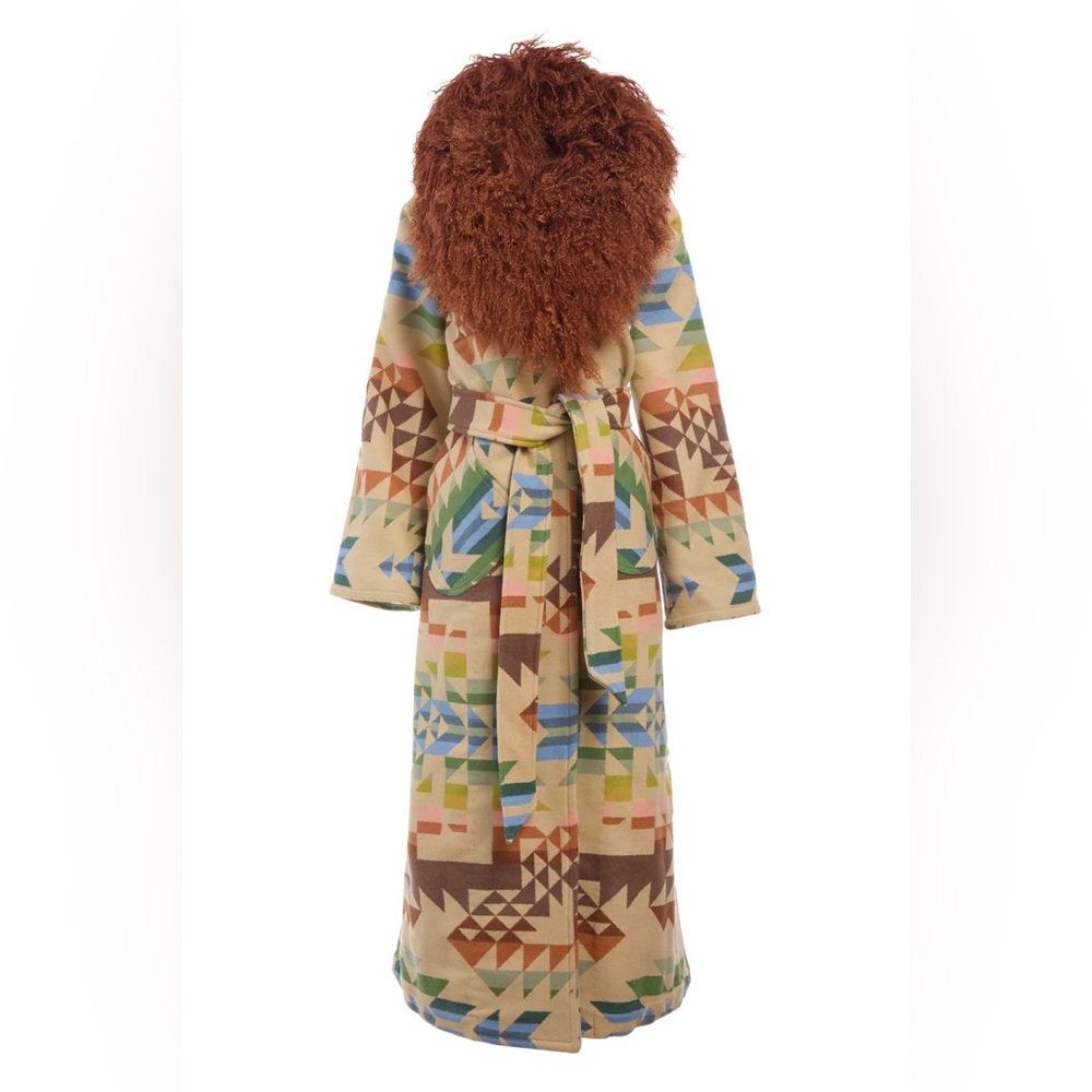 New Lindsey Thornburg Sherling Robe Cape Coat Duster Pendleton Wool Kemosabe